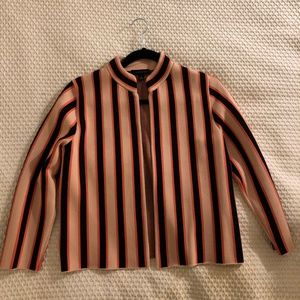 Ann Taylor Collarless Knit Blazer - Striped (M)